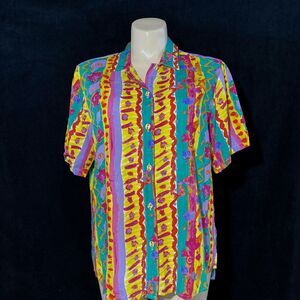 Xtreme Island Designs Hawaii L Shirt Bright Bold Colorful Hi Low Unique Rayon